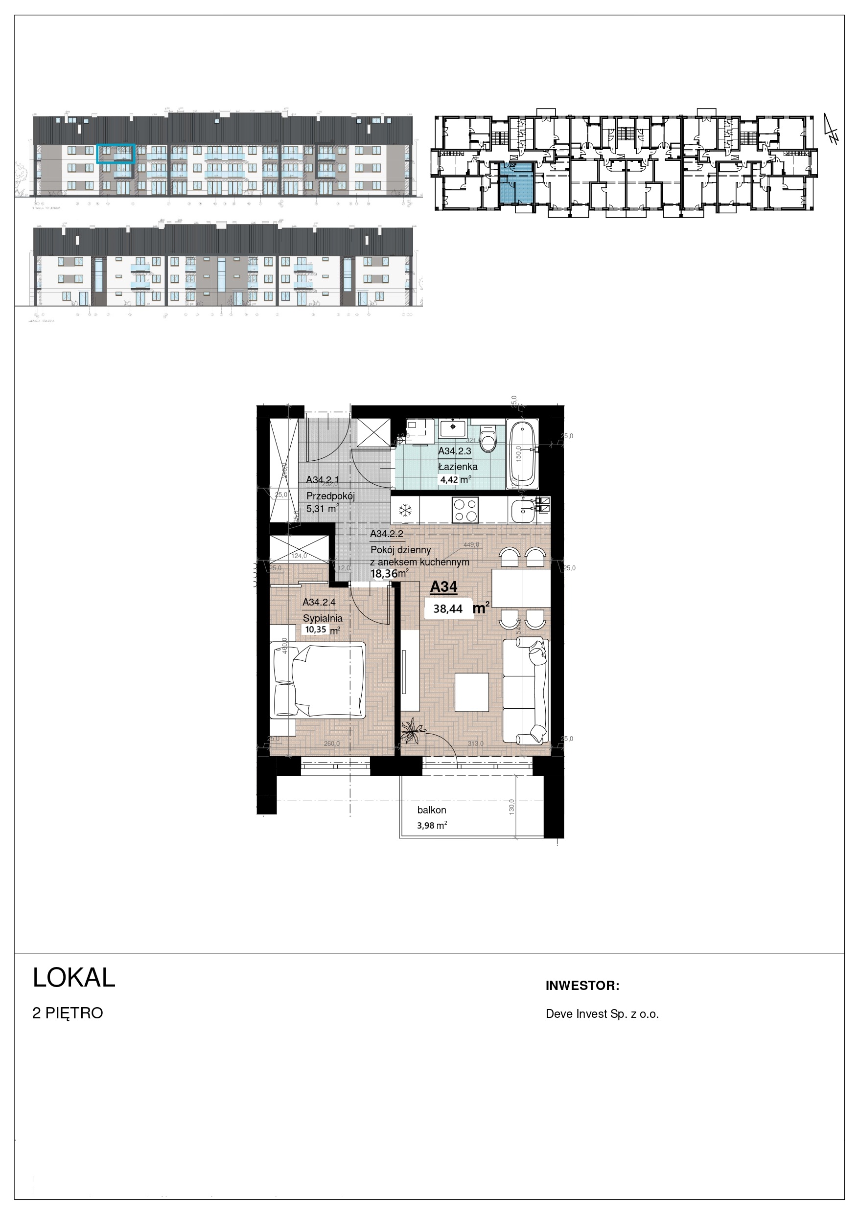 2 pokoje mieszkania, 38,44 m², cena: 322 512 zł, piętro: 2 – Młyńska Ogrody 5