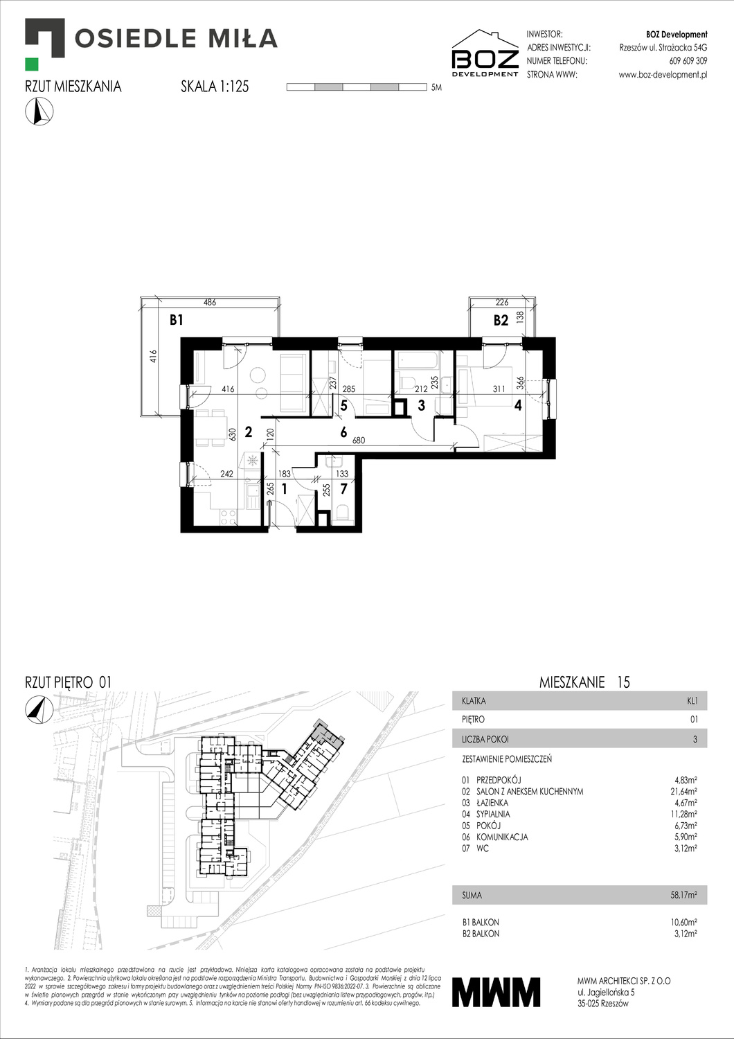 3 pokoje mieszkania, 58,17 m², cena: 575 883 zł, piętro: 1 – STRAŻACKA 54G