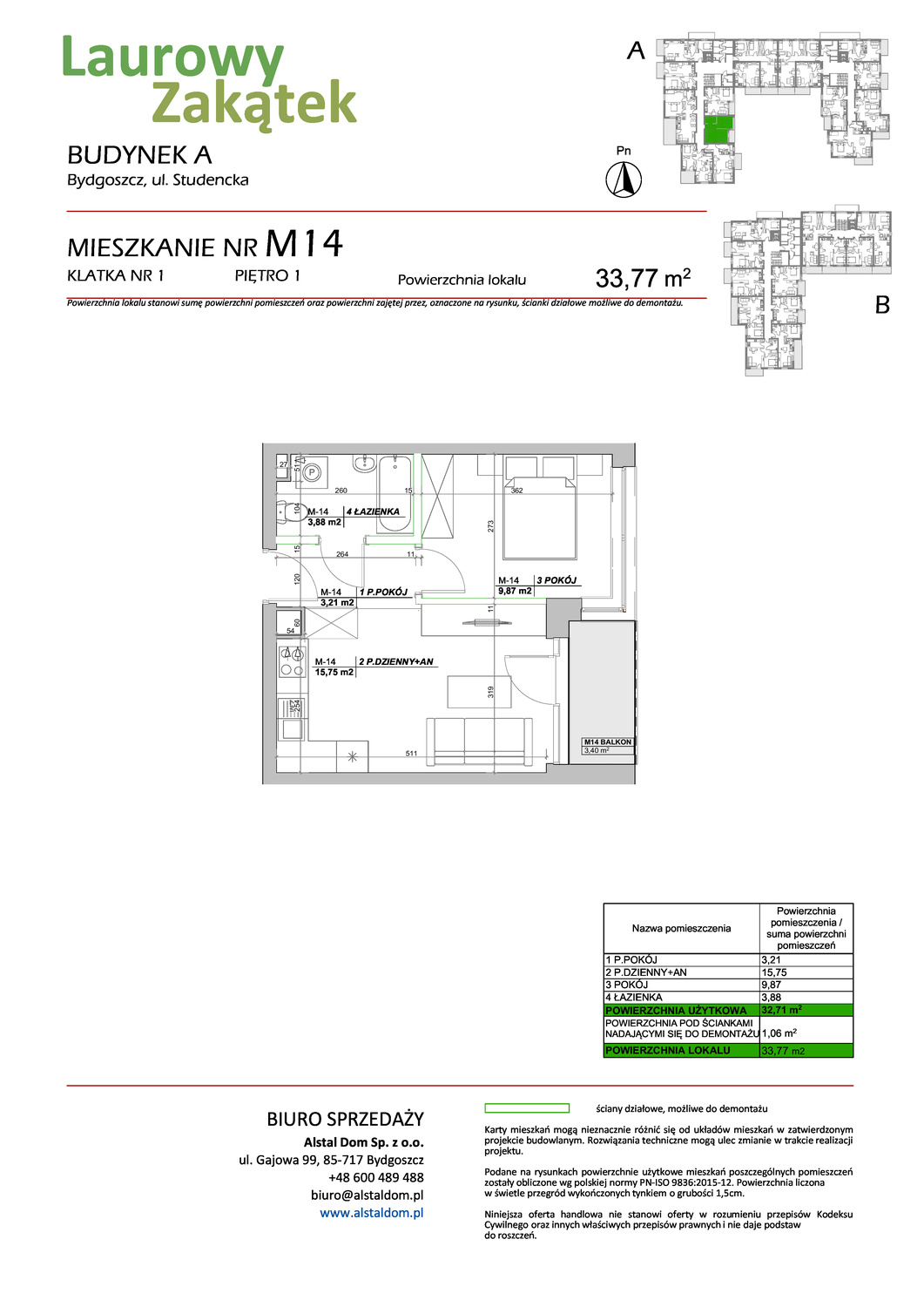 2 pokoje mieszkania, 33,77 m², cena: 357 281 zł, piętro: 1 – Laurowy Zakątek