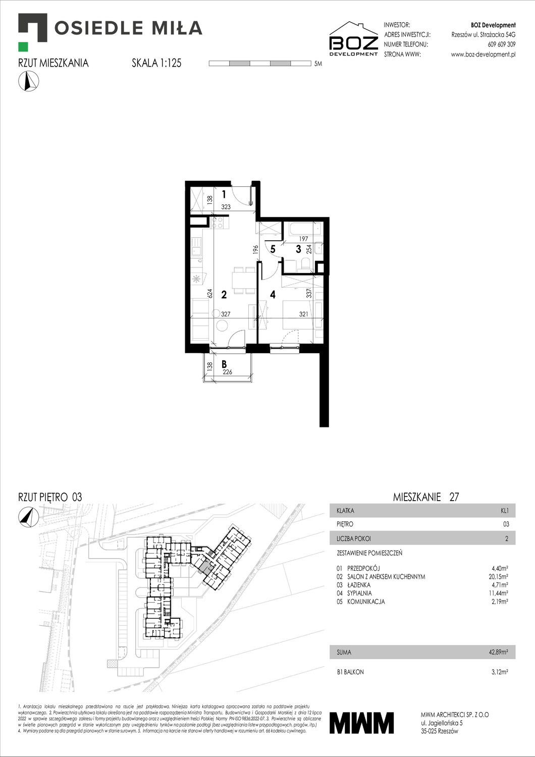 2 pokoje mieszkania, 42,89 m², cena: 461 068 zł, piętro: 3 – STRAŻACKA 54G