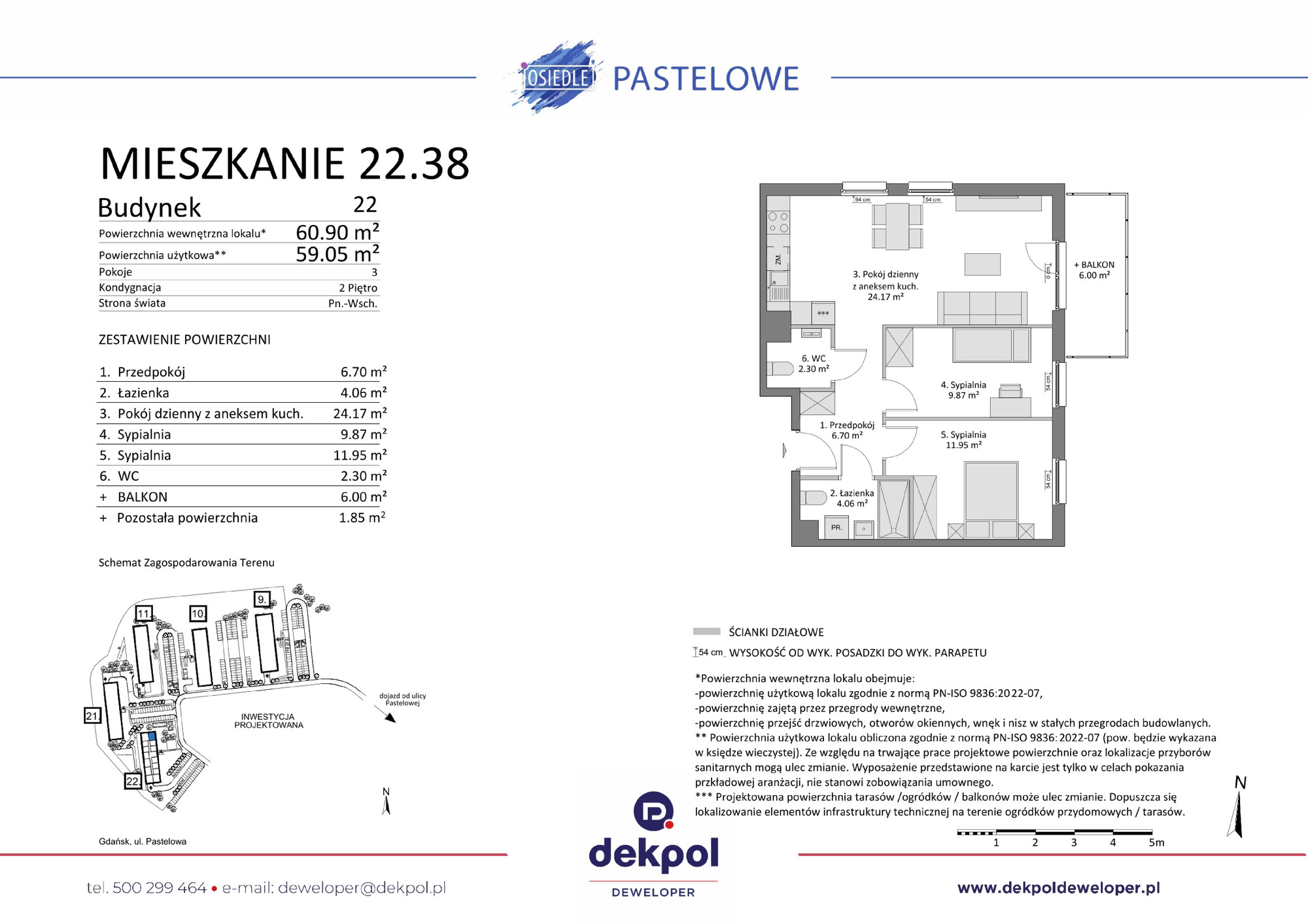 3 pokoje mieszkania, 59,05 m², cena: 657 000 zł, piętro: 2 – Osiedle Pastelowe