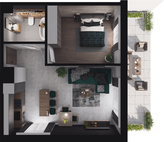 1 pokoje mieszkania, 47,6 m², cena: 1 056 720 zł, piętro: 0 – CIESZYŃSKA 9