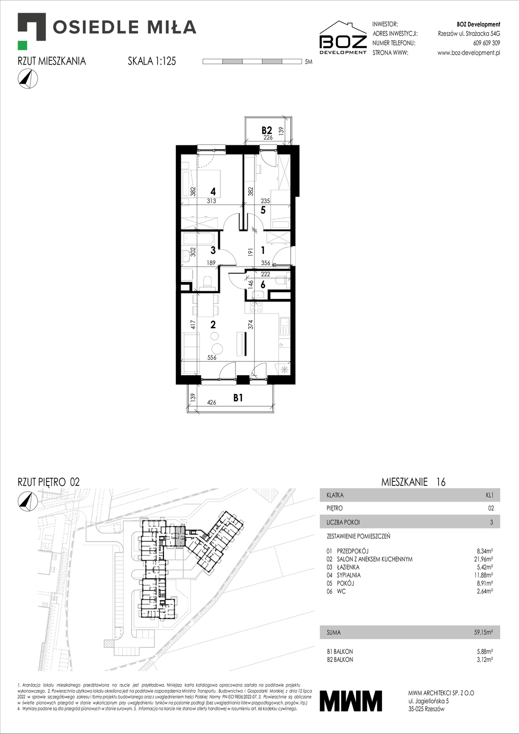 3 pokoje mieszkania, 59,15 m², cena: 573 755 zł, piętro: 2 – STRAŻACKA 54G