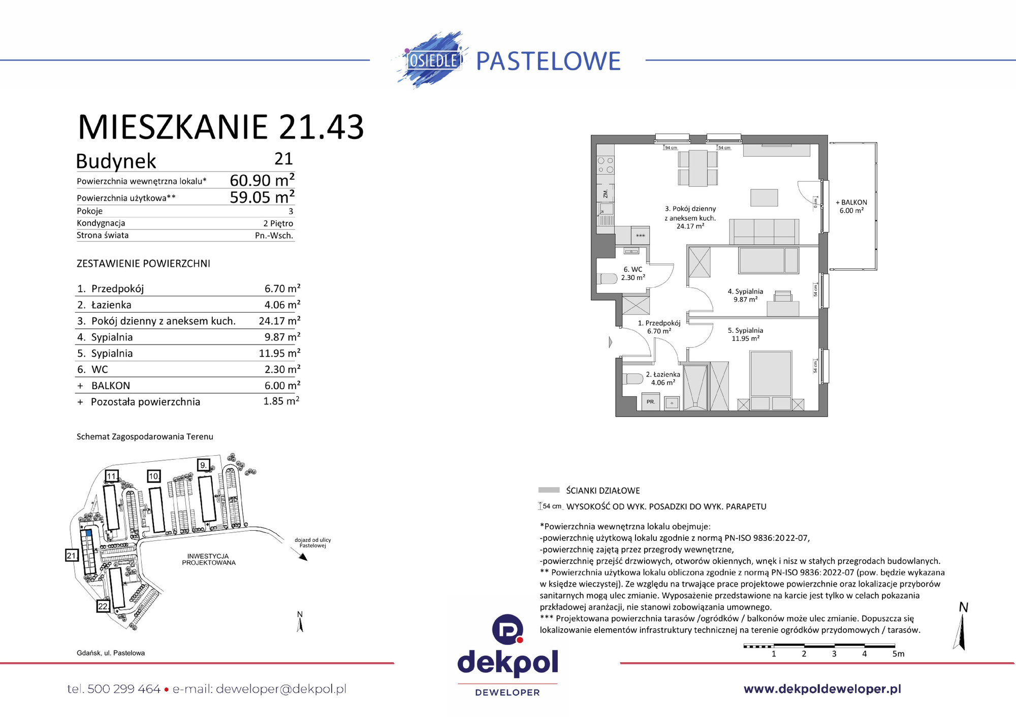 3 pokoje mieszkania, 59,05 m², cena: 657 000 zł, piętro: 2 – Osiedle Pastelowe