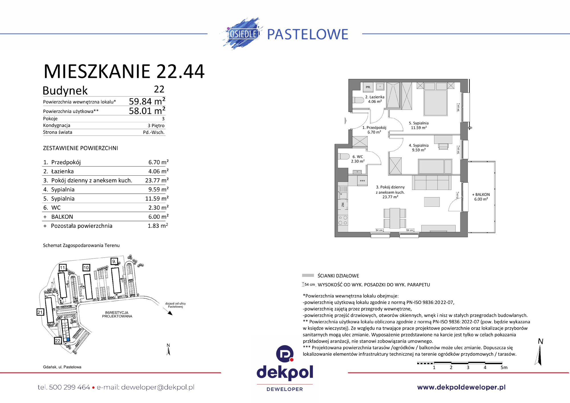 3 pokoje mieszkania, 58,01 m², cena: 672 000 zł, piętro: 3 – Osiedle Pastelowe