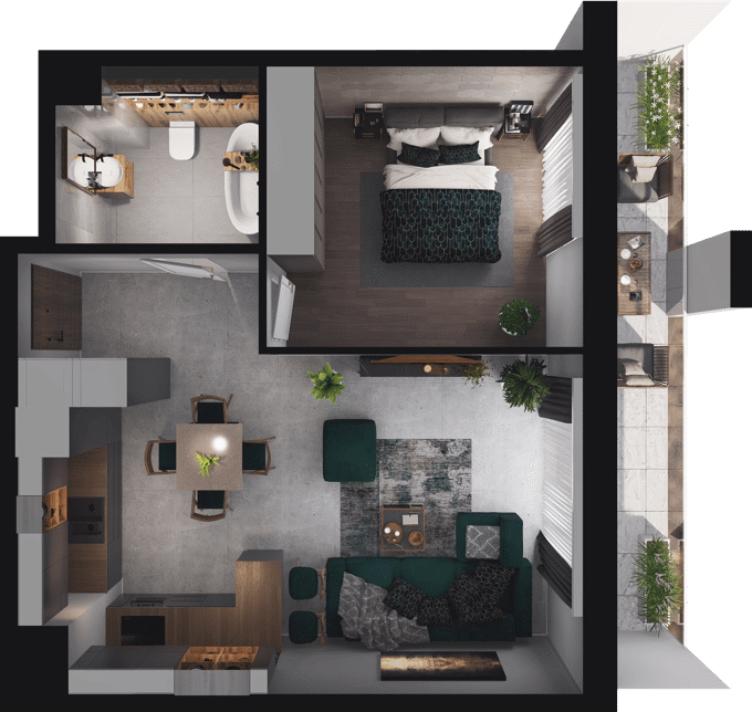 2 pokoje mieszkania, 46,2 m², cena: 1 082 952 zł, piętro: 3 – CIESZYŃSKA 9