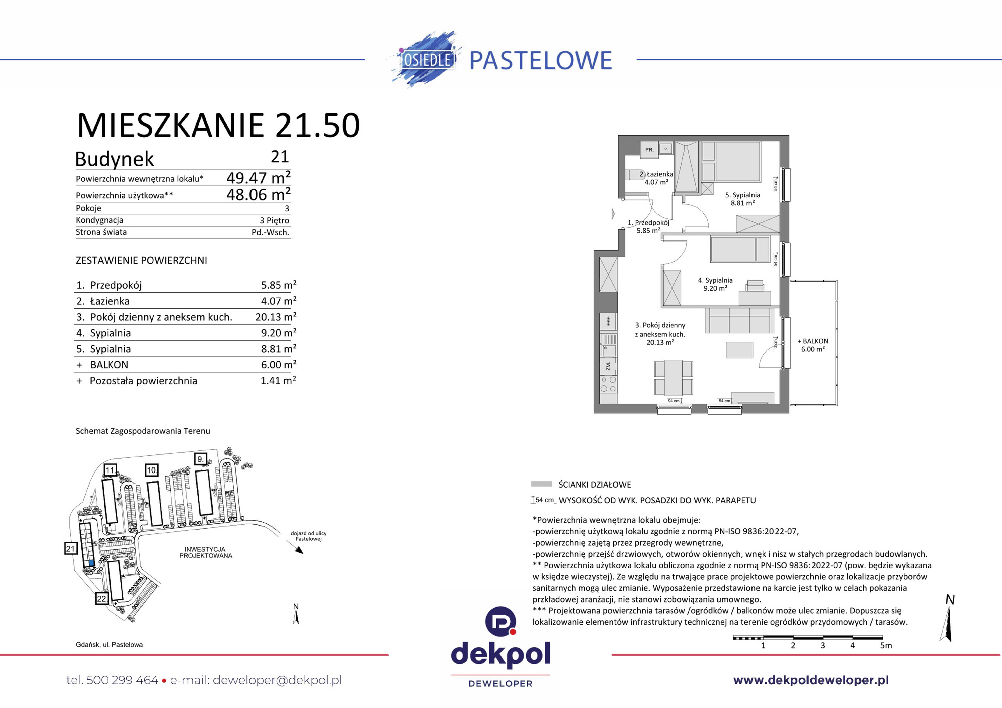 3 pokoje mieszkania, 48,06 m², cena: 591 000 zł, piętro: 3 – Osiedle Pastelowe