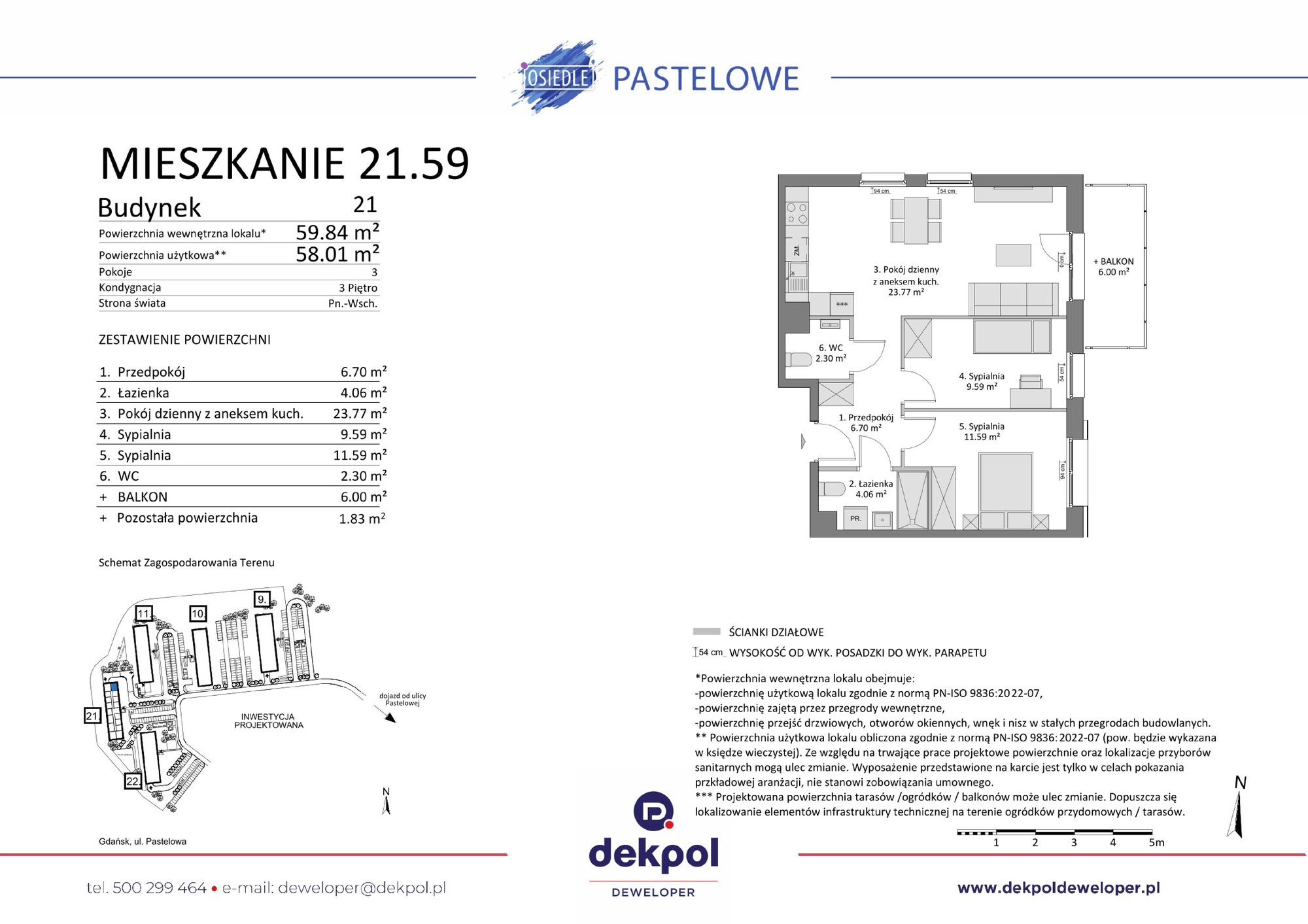 3 pokoje mieszkania, 58,01 m², cena: 652 500 zł, piętro: 3 – Osiedle Pastelowe