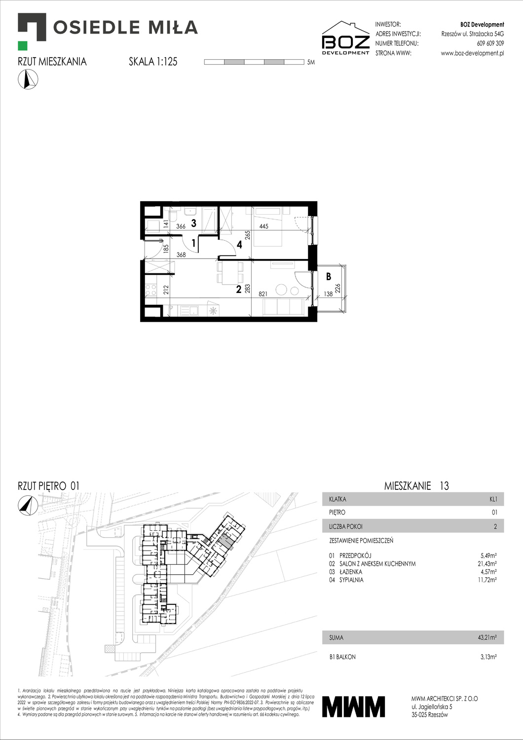 2 pokoje mieszkania, 43,21 m², cena: 449 384 zł, piętro: 1 – STRAŻACKA 54G