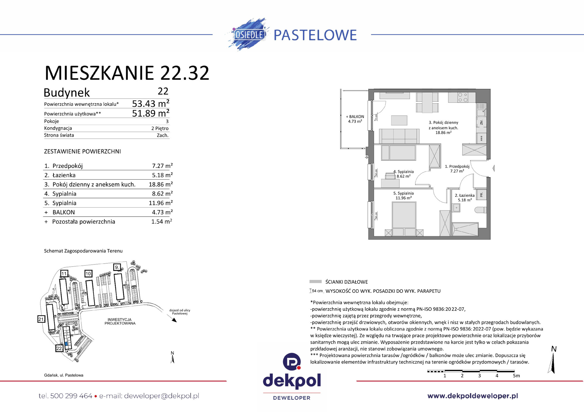 3 pokoje mieszkania, 51,89 m², cena: 611 000 zł, piętro: 2 – Osiedle Pastelowe
