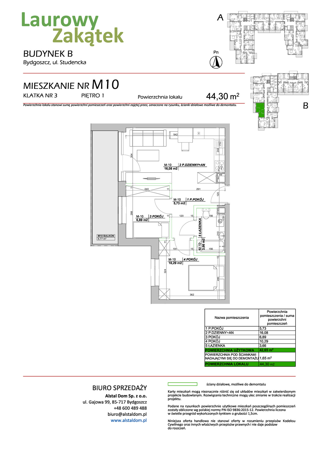 3 pokoje mieszkania, 44,3 m², cena: 454 550 zł, piętro: 1 – Laurowy Zakątek