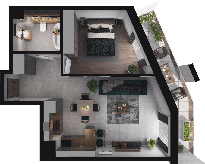 2 pokoje mieszkania, 46,88 m², cena: 1 101 680 zł, piętro: 6 – CIESZYŃSKA 9