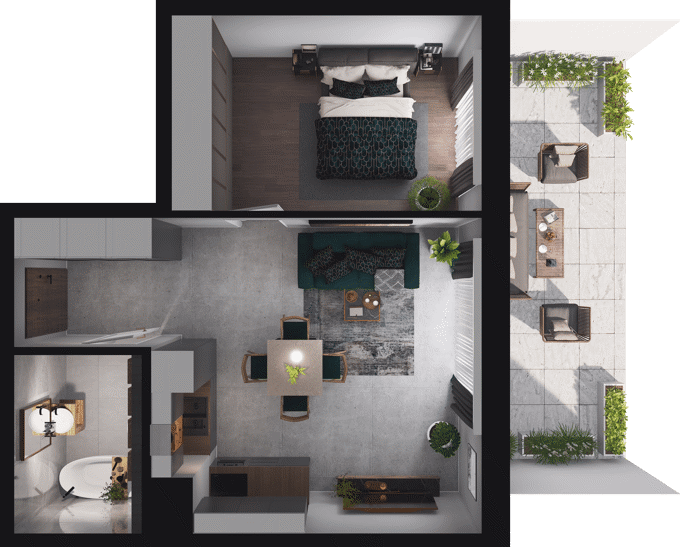 2 pokoje mieszkania, 40,93 m², cena: 941 390 zł, piętro: 0 – CIESZYŃSKA 9