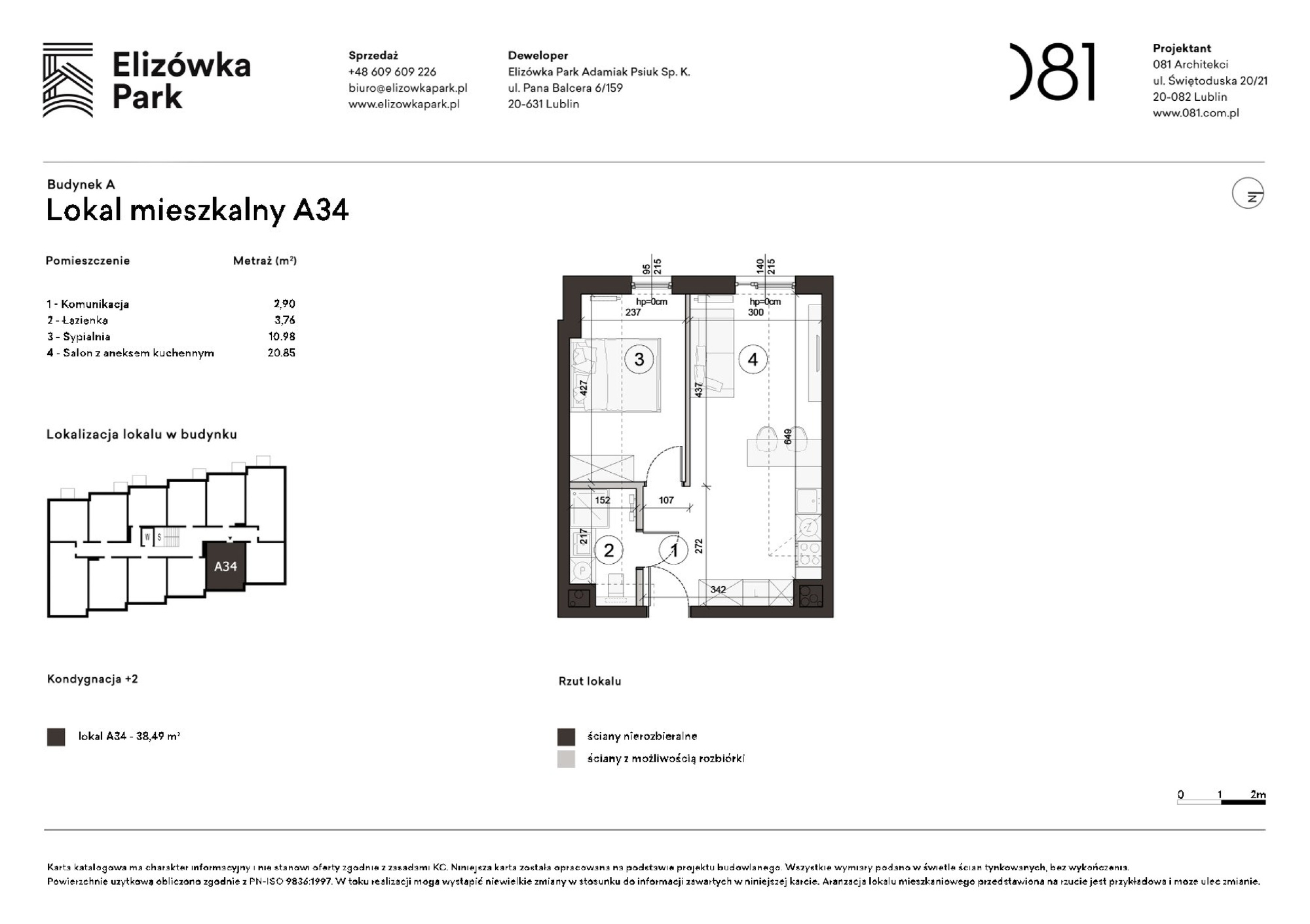 2 pokoje dom, 38,49 m², piętro: 2 – Elizówka Park