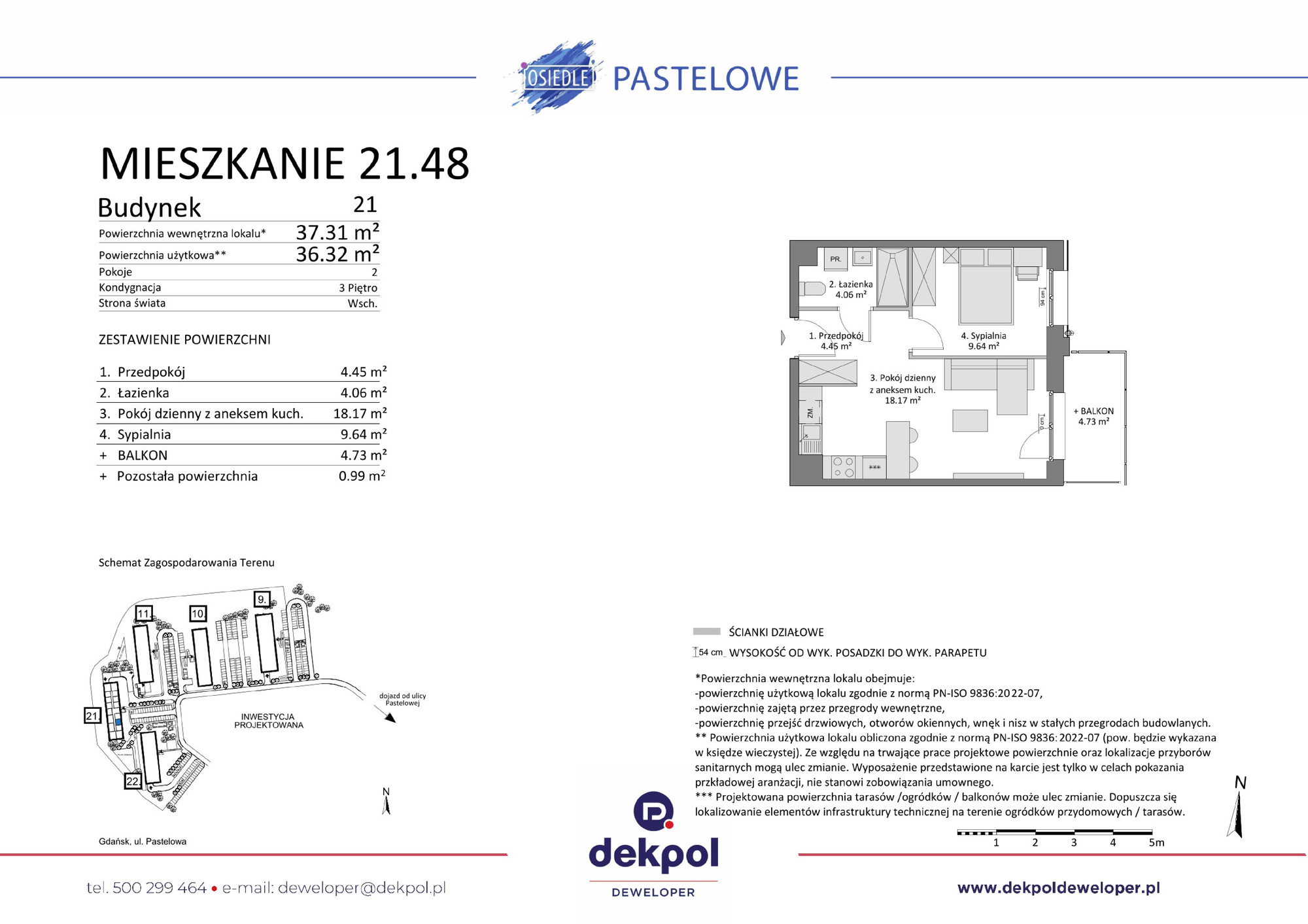 2 pokoje mieszkania, 36,32 m², cena: 473 500 zł, piętro: 3 – Osiedle Pastelowe