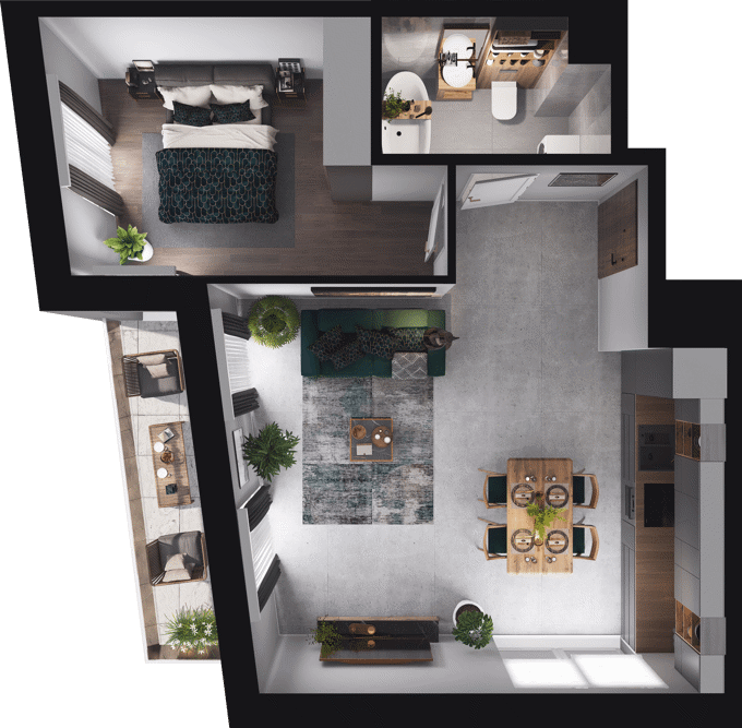 2 pokoje mieszkania, 47,09 m², cena: 1 083 070 zł, piętro: 2 – CIESZYŃSKA 9