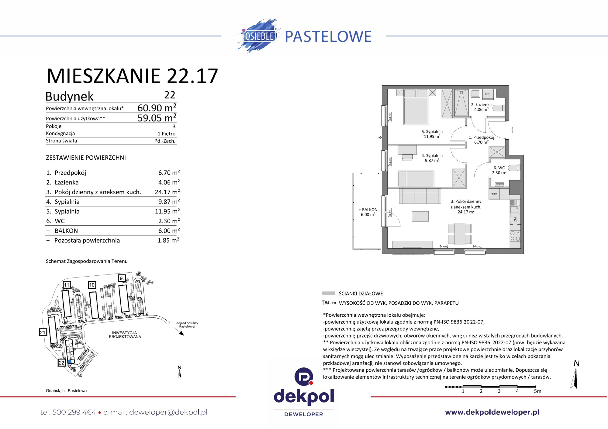 3 pokoje mieszkania, 59,05 m², cena: 663 500 zł, piętro: 1 – Osiedle Pastelowe