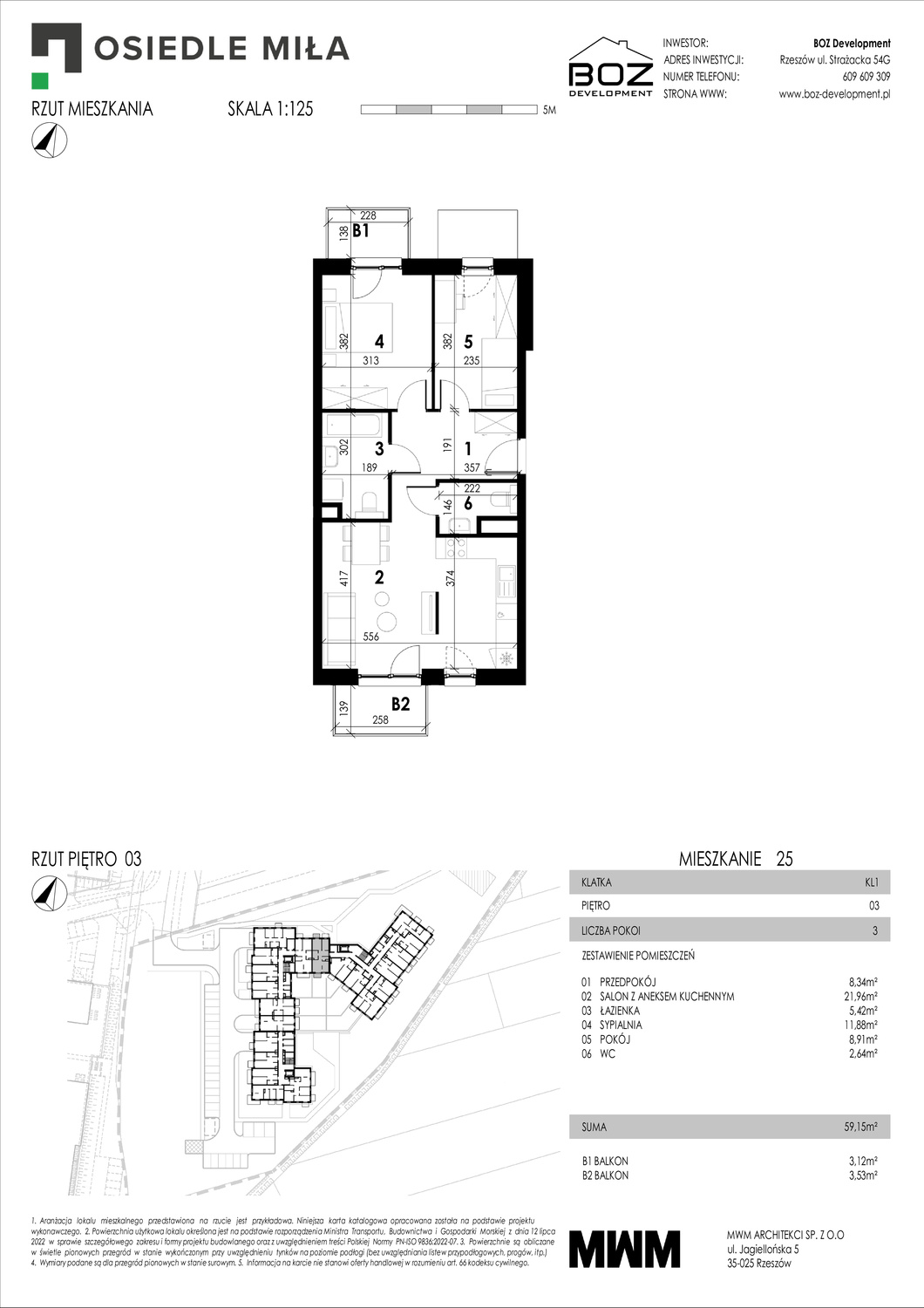 3 pokoje mieszkania, 59,15 m², cena: 567 840 zł, piętro: 3 – STRAŻACKA 54G
