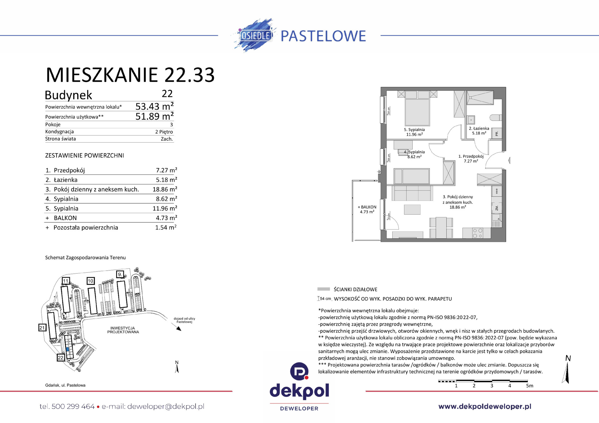 3 pokoje mieszkania, 51,89 m², cena: 611 000 zł, piętro: 2 – Osiedle Pastelowe