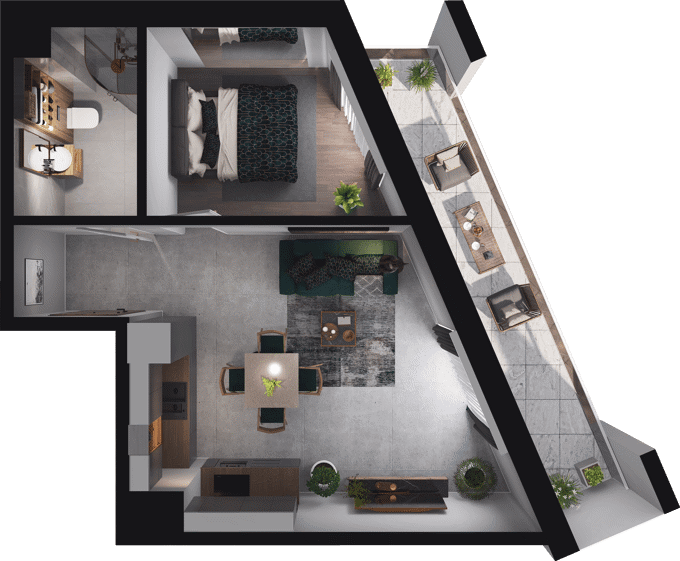 1 pokoje mieszkania, 38,73 m², cena: 929 520 zł, piętro: 3 – CIESZYŃSKA 9