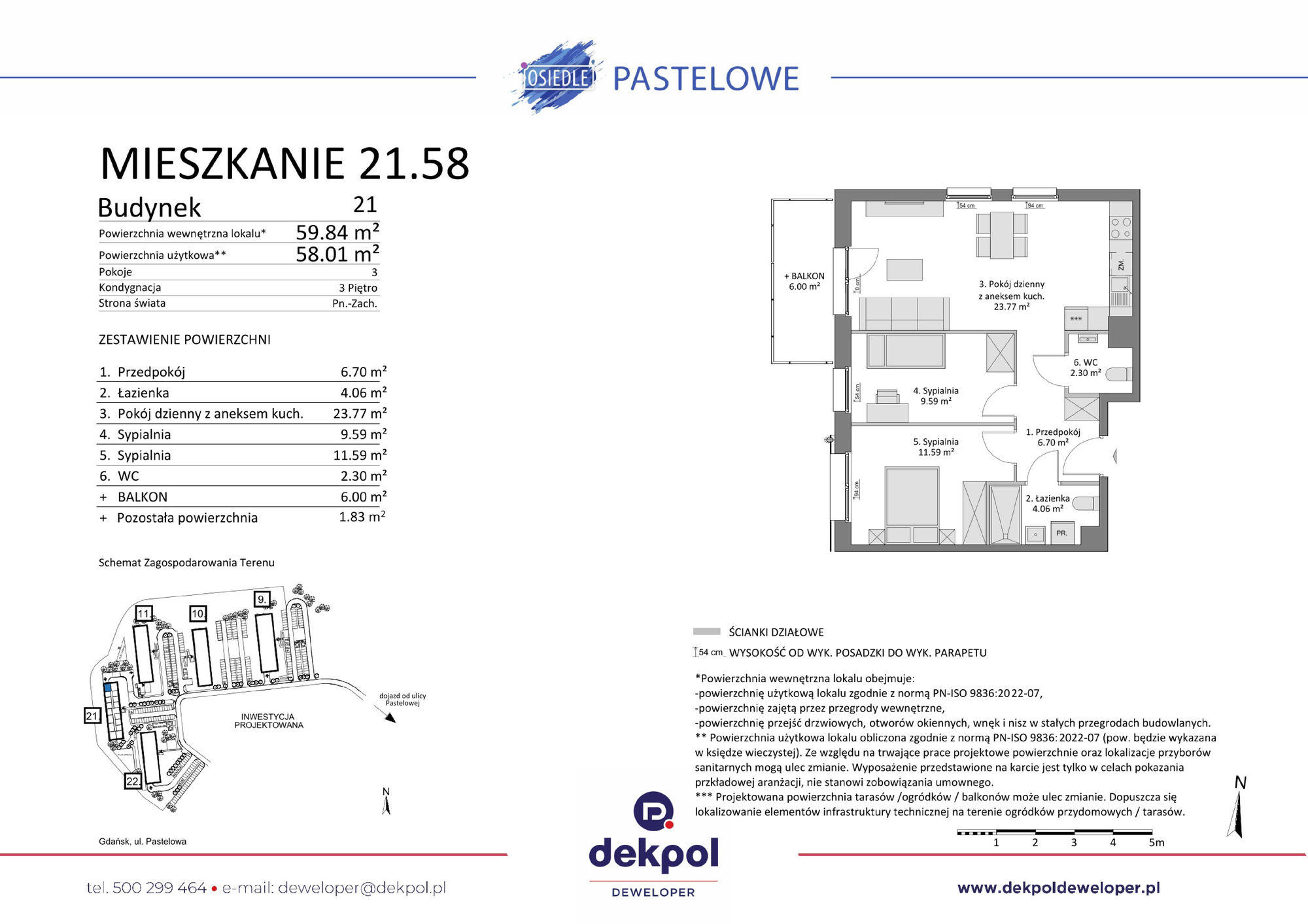 3 pokoje mieszkania, 58,01 m², cena: 672 000 zł, piętro: 3 – Osiedle Pastelowe