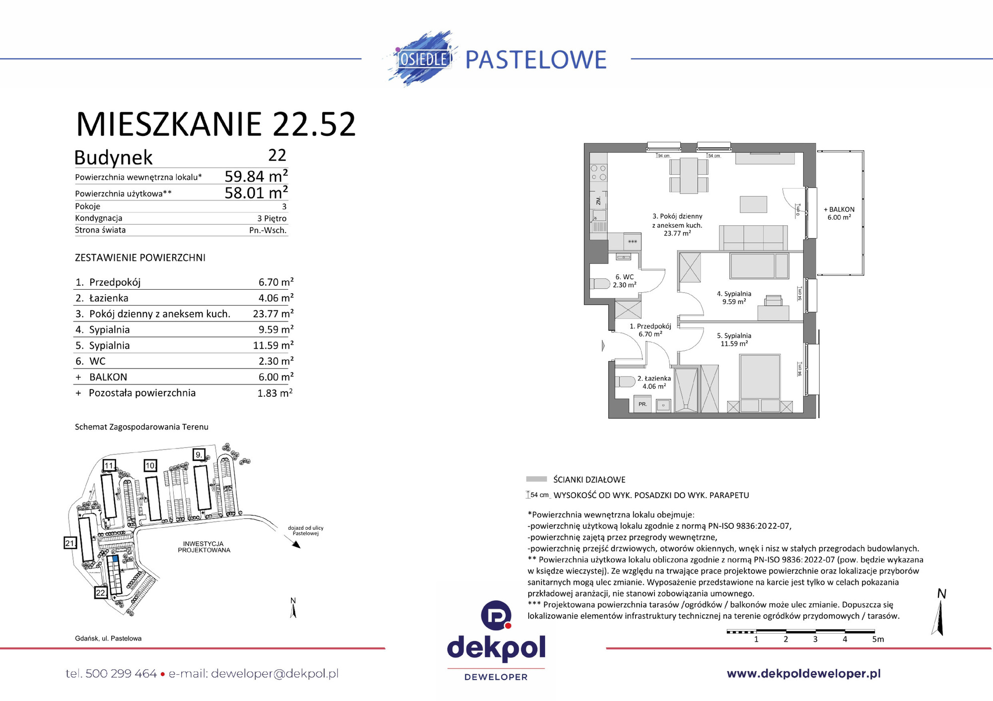 3 pokoje mieszkania, 58,01 m², cena: 652 500 zł, piętro: 3 – Osiedle Pastelowe