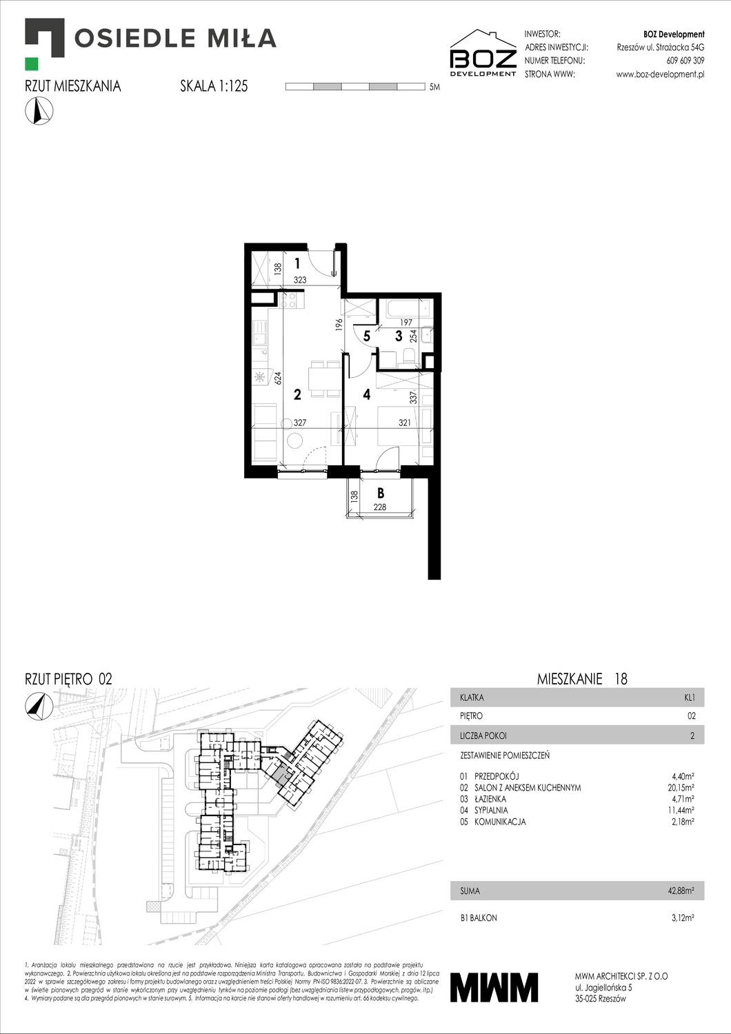 2 pokoje mieszkania, 42,88 m², cena: 437 376 zł, piętro: 2 – STRAŻACKA 54G