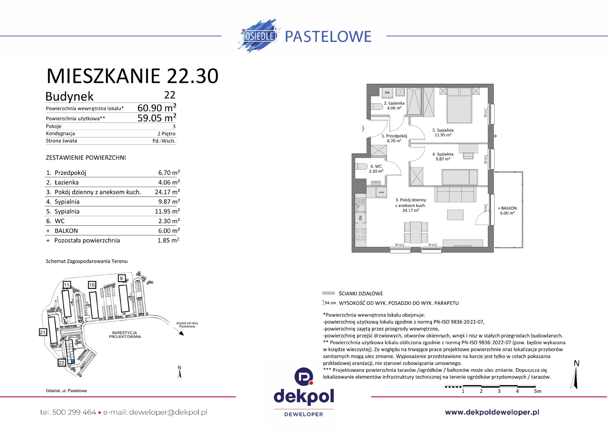 3 pokoje mieszkania, 59,05 m², cena: 677 500 zł, piętro: 2 – Osiedle Pastelowe