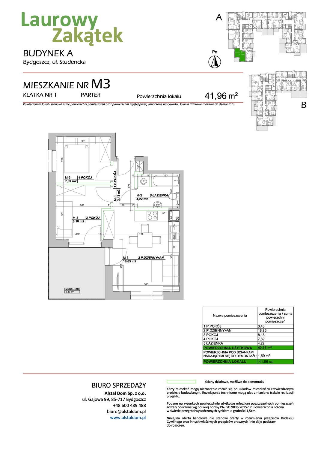 3 pokoje mieszkania, 41,96 m², cena: 430 687 zł, piętro: 0 – Laurowy Zakątek
