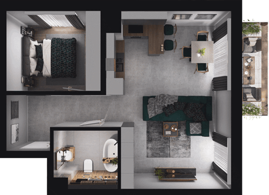 2 pokoje mieszkania, 50,21 m², cena: 1 159 851 zł, piętro: 1 – CIESZYŃSKA 9