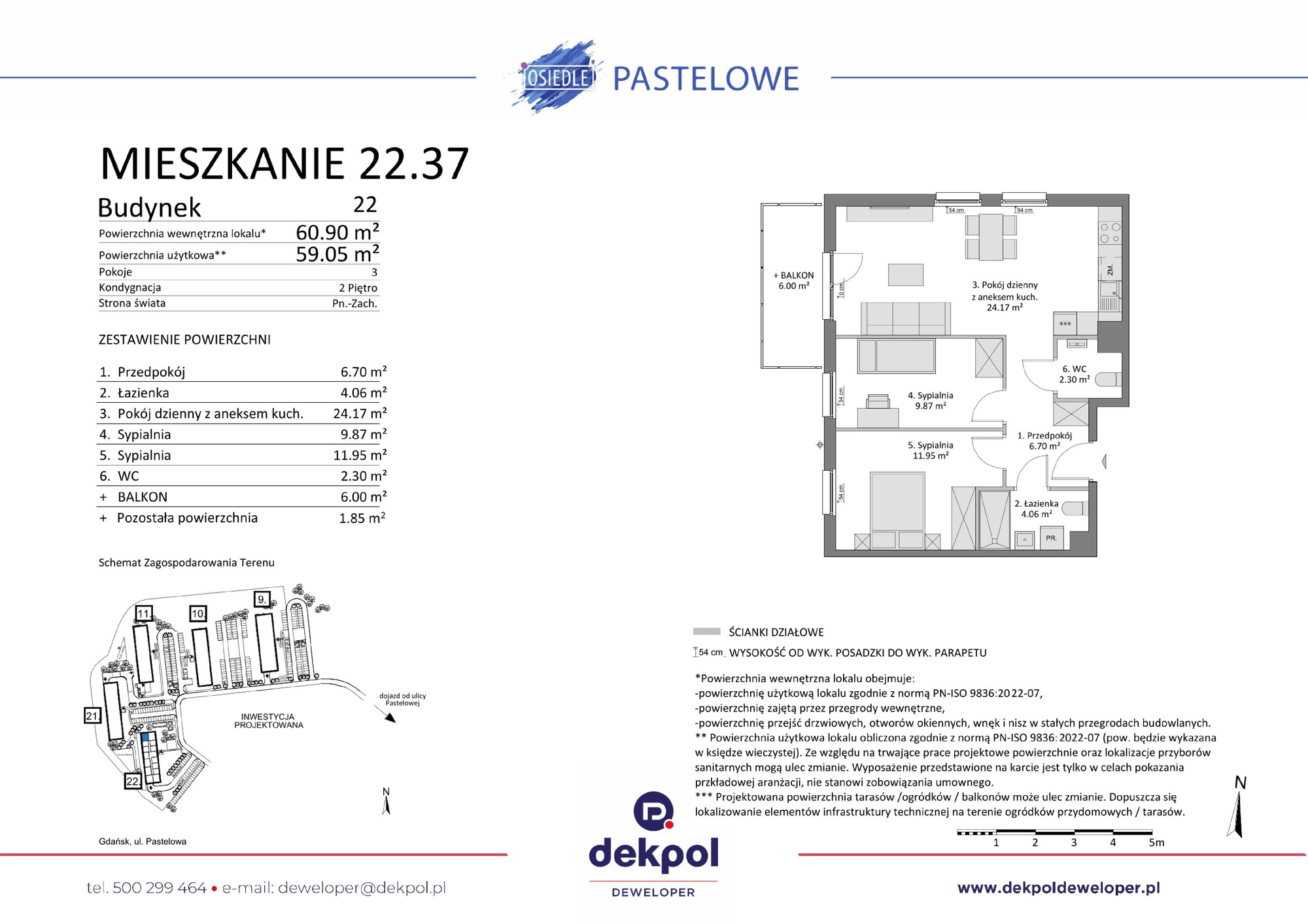 3 pokoje mieszkania, 59,05 m², cena: 677 500 zł, piętro: 2 – Osiedle Pastelowe
