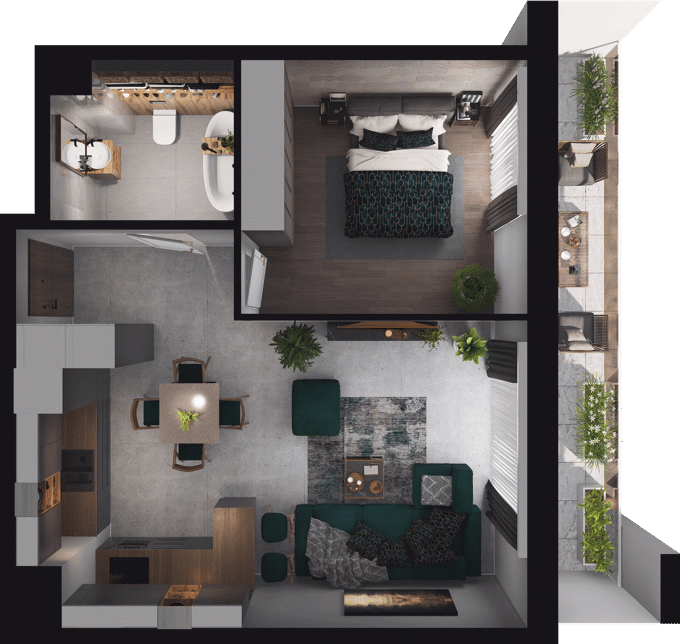 2 pokoje mieszkania, 46,07 m², cena: 1 091 859 zł, piętro: 4 – CIESZYŃSKA 9